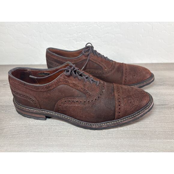 Allen Edmonds Stradmok Cap-Toe Oxford- Brown Waxed Suede- Men's 10.5- NWOB